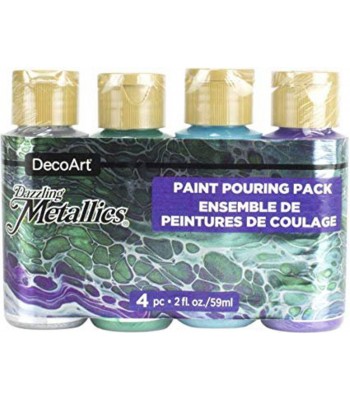 DecoArt Dazzling Metallics Jewel Tone Acrylics - 4 Paint Pouring Pack - 2oz